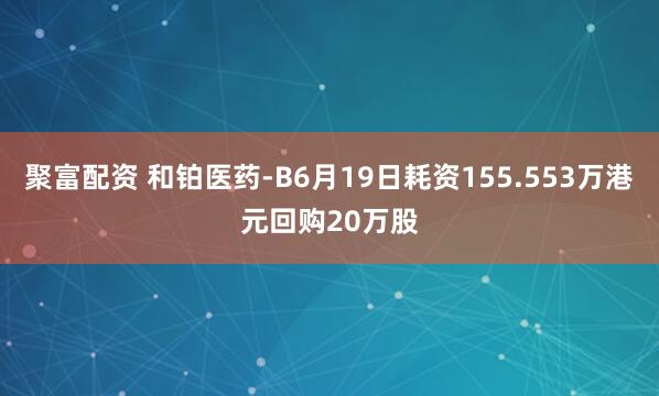 聚富配资 和铂医药-B6月19日耗资155.553万港元回购20万股