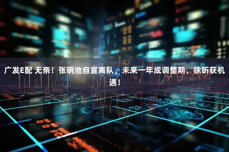 广发E配 无奈！张明池自宣离队，未来一年成调整期，徐昕获机遇！