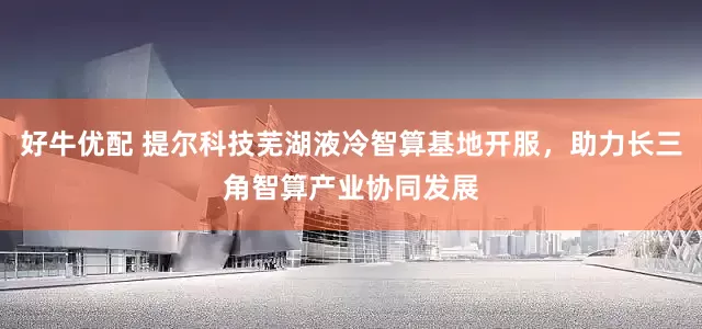 好牛优配 提尔科技芜湖液冷智算基地开服，助力长三角智算产业协同发展